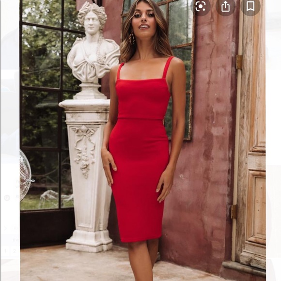 Hello Molly Red Bodycon Dress - Picture 1 of 7